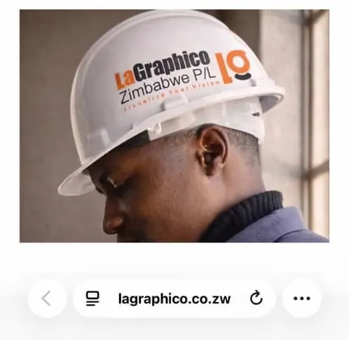 LaGraphico's website open on a phone, with lagraphico.co.zw in the browser's address bar